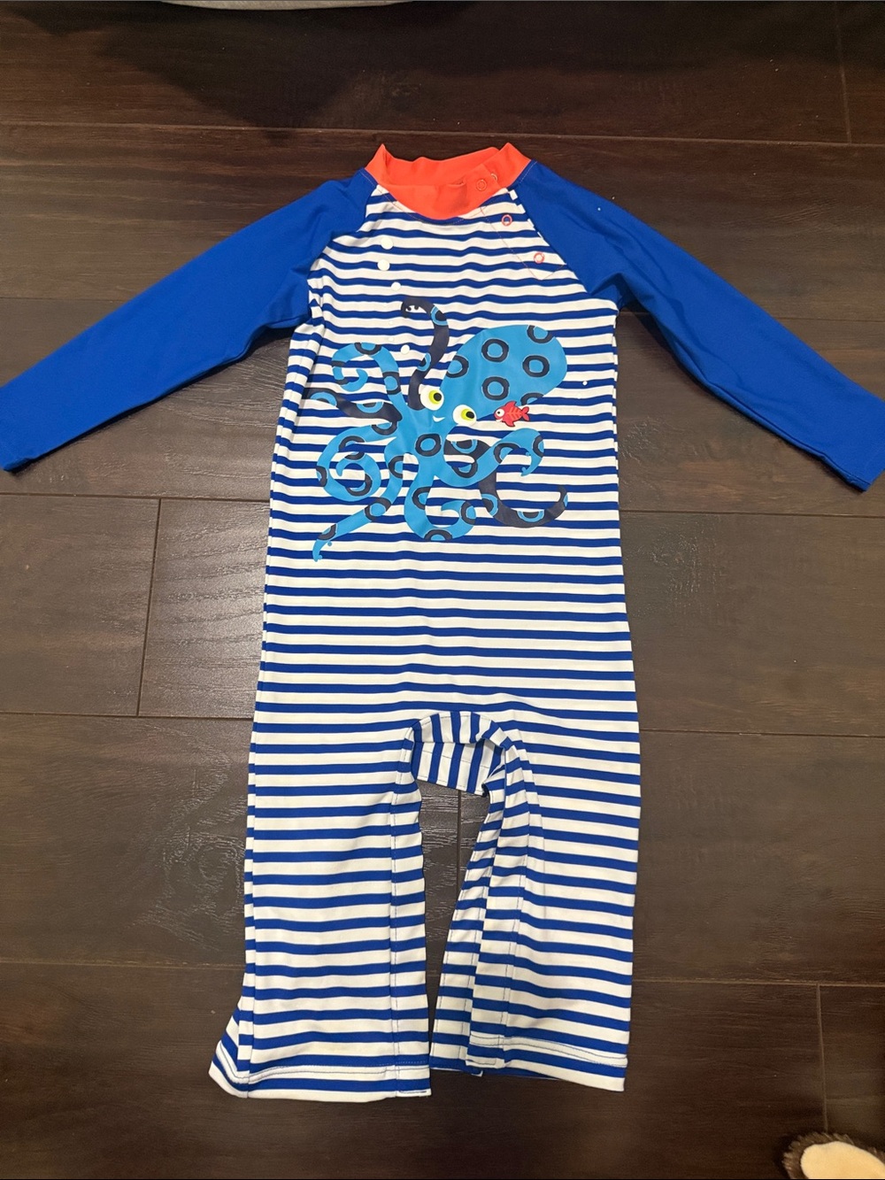 Coolibar baby toddler swimsuits rashguard SPF blue & White Striped Octopus